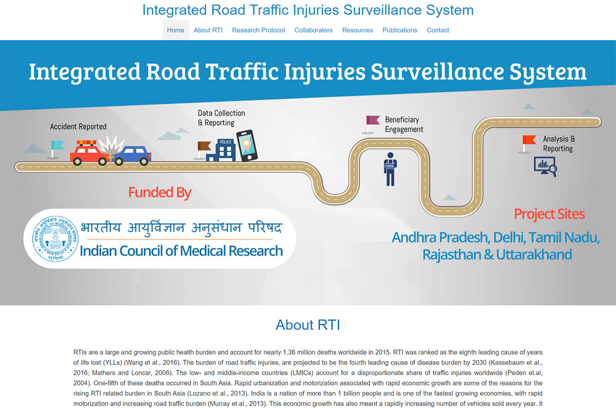 Screenshot of Dashboard: Integrated Road Traffic Injury Surveillance